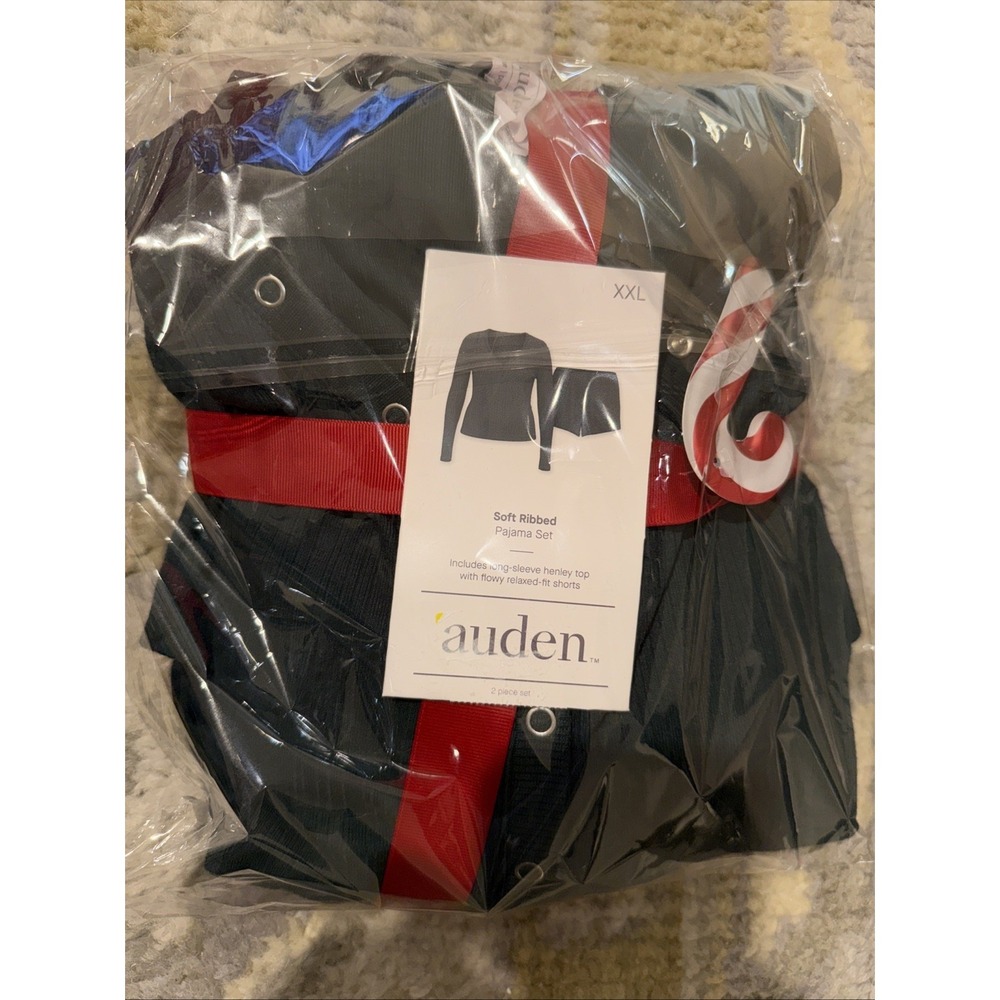 NWT Women's Size XXL, Auden Pajama Long Sleeve Top And Shorts Set, Ribbed Green - Picture 6 of 6
